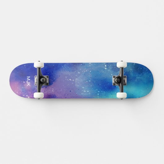 Blue Paars Aqua Monogram Persoonlijk Skateboard (Horizontaal)