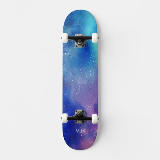 Blue Paars Aqua Monogram Persoonlijk Skateboard (Voorkant)
