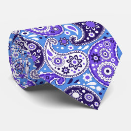 Blue Paars Bandana Paisley Fancy Rodeo Hoedown Stropdas