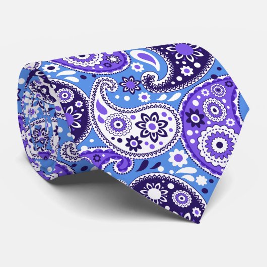 Blue Paars Bandana Paisley Fancy Rodeo Hoedown Stropdas (Opgerold)