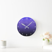 Blue Paars Black Modern Rustic ombre Abstract Ronde Klok (Huis)