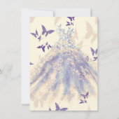 Blue Paars Butterfly Dance Quinceañera Kaart (Achterkant)