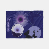 Blue Paars Butterfly en Daisy Personalized Fleece Deken (Voorkant (Horizontaal))