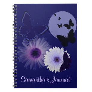 Blue Paars Butterfly en Daisy Personalized Notitieboek