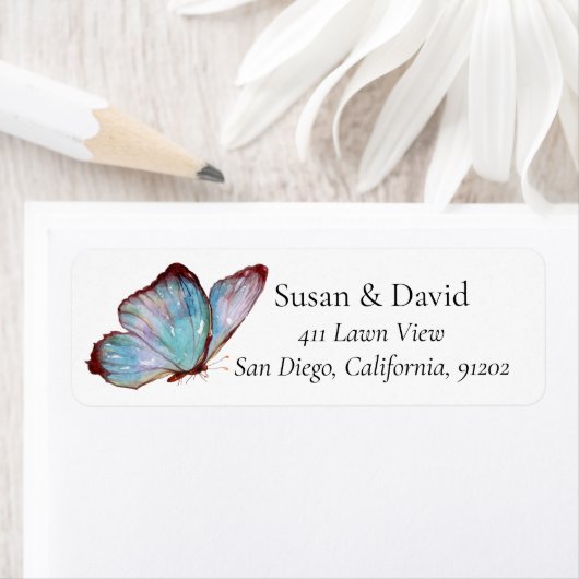 Blue Paars Butterfly Insect Address Label (Insitu)