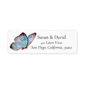 Blue Paars Butterfly Insect Address Label (Voorkant)