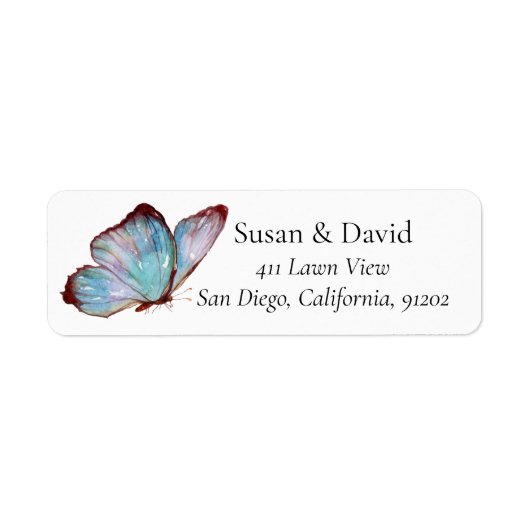 Blue Paars Butterfly Insect Address Label (Voorkant)