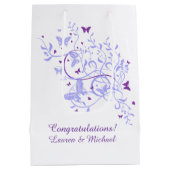 Blue Paars Butterfly Wedding Medium Cadeauzakje (Achterkant)