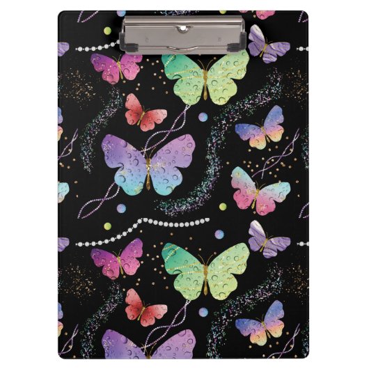 Blue Paars Chic Butterflies Patroon Klembord (Voorkant)