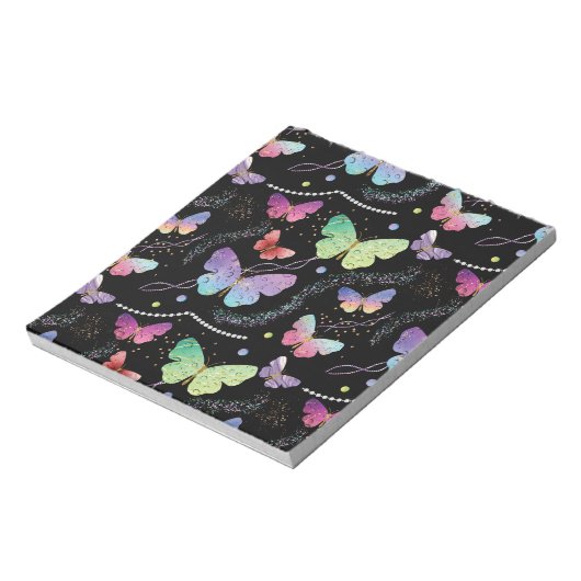 Blue Paars Chic Butterflies Patroon Notitieblok (Linkerzijde)