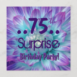 Blue Paars Dahlia 75th Surprise Birthday Party Kaart