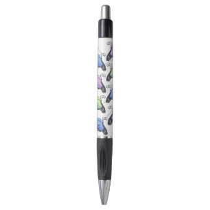 Blue Paars Doodle Butterflies Pen