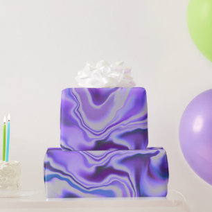 Blue & Paars Elegant Marble Digital Abstract Cadeaupapier