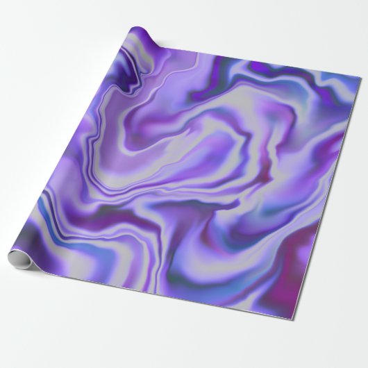 Blue & Paars Elegant Marble Digital Abstract Cadeaupapier (Uitgerold)