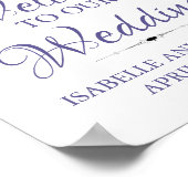 Blue Paars Floral Waterverf Welcome Wedding Sign Poster (Hoek)