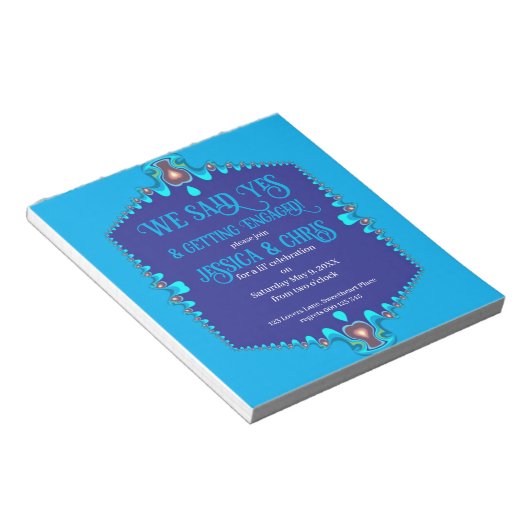 Blue Paars Fractal Lace Budget Invitations Notitieblok (Schuin)