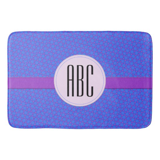 Blue Paars Geometric Personalised Monogram Badmat (Voorkant)