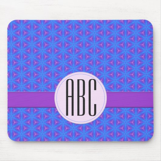 Blue Paars Geometric Personalised Monogram Muismat (Voorkant)