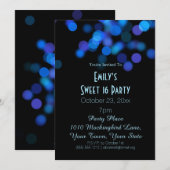Blue Paars Glamour Lights Theme Sweet 16 Birthday Kaart (Voorkant / Achterkant)