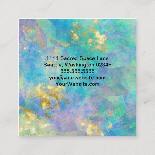 Blue Paars Gold Abstract Square Visitekaartje (Achterkant)