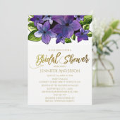 Blue Paars Gold Floral Bouquet Vrijgezellenfeest Kaart (Staand voorkant)