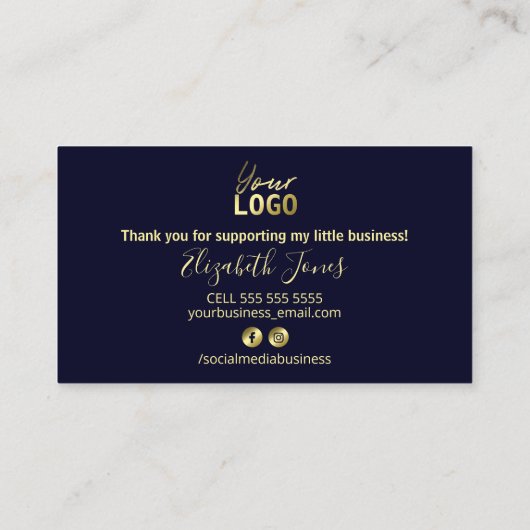 Blue Paars Gold Ink Hartelijk dank voor uw aankoop Visitekaartje (Achterkant)