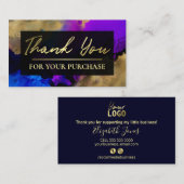 Blue Paars Gold Ink Hartelijk dank voor uw aankoop Visitekaartje (Voorkant / Achterkant)