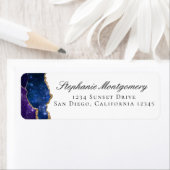 Blue Paars Gold Veins Agate Adres Etiket (Insitu)