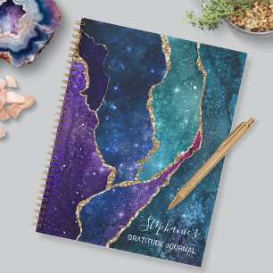 Blue Paars Gold Veins Agate Gratitude Journal Notitieboek