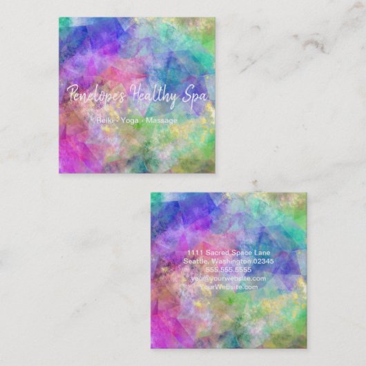 Blue Paars Green Abstract Square Visitekaartje (Voorkant / Achterkant)