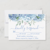 Blue Paars Hydrangeas Floral Wedding RSVP Card Bedankkaart (Voorkant)