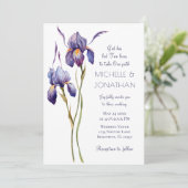 Blue Paars Iris Modern Floral Christelijk Wedding Kaart (Staand voorkant)