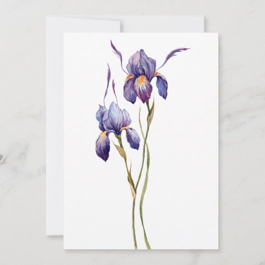 Blue Paars Iris Modern Floral Christelijk Wedding Kaart (Achterkant)