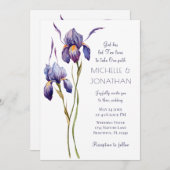 Blue Paars Iris Modern Floral Christelijk Wedding Kaart (Voorkant / Achterkant)