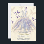 Blue Paars ivory Butterfly Dance Dress Sweet 16 Kaart<br><div class="desc">Aanpassen voor elke gebeurtenis</div>