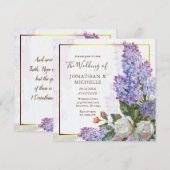 Blue Paars Lilacs Gold Lijst Christelijk Wedding Kaart (Voorkant / Achterkant)