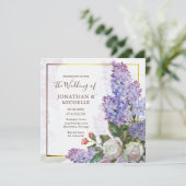 Blue Paars Lilacs Gold Lijst Christelijk Wedding Kaart (Staand voorkant)