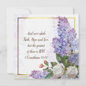 Blue Paars Lilacs Gold Lijst Christelijk Wedding Kaart (Achterkant)