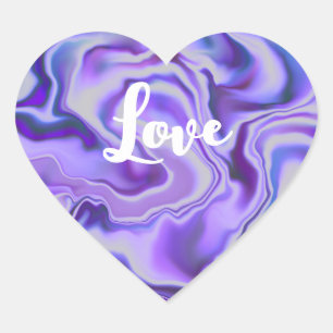 Blue & Paars Marble Digital Abstract Hart Sticker