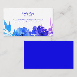 Blue Paars Ombre Floral Virtual Wedding RSVP Informatiekaartje