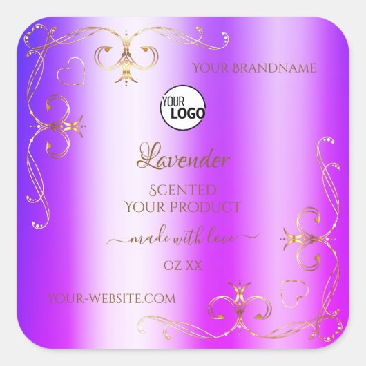 Blue Paars Ombre Gold Product Labels Logo (Voorkant)