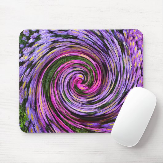Blue Paars Pink Mums Swirl Mousepad Muismat (Met muis)