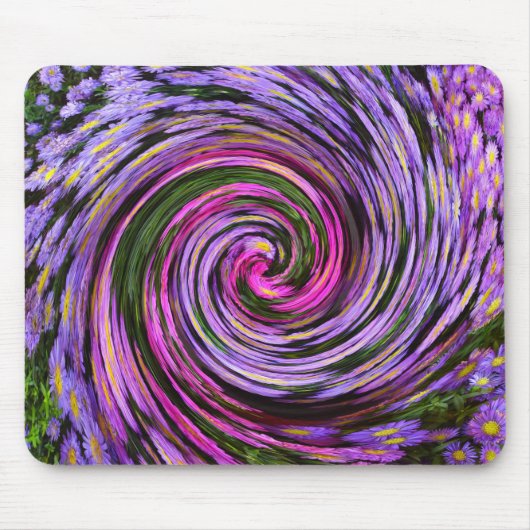 Blue Paars Pink Mums Swirl Mousepad Muismat (Voorkant)