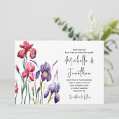 Blue Paars roze Iris Garden Christelijk Weddenscha Kaart (Staand voorkant)