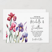 Blue Paars roze Iris Garden Christelijk Weddenscha Kaart (Voorkant / Achterkant)