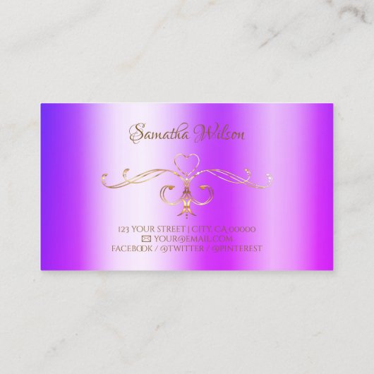 Blue Paars Shimmery Gold  Corner Ornamental Visitekaartje (Achterkant)