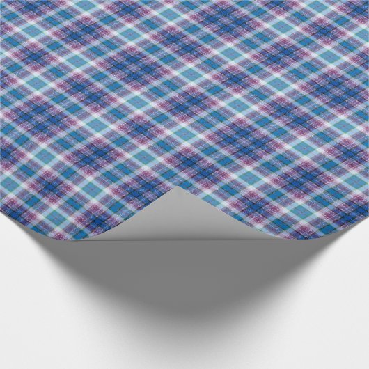 Blue Paars Sparkle Tartan Pset Gingham Pattern Cadeaupapier (Hoek)