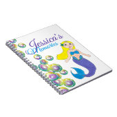 Blue Paars Swimming Ocean Mermaid Personalized Notitieboek (Rechterzijde)