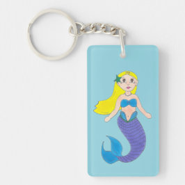 Blue Paars Swimming Ocean Mermaid Personalized Sleutelhanger