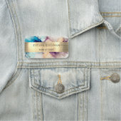 Blue Paars Waterverf en Gold Foil Name Tag (In situ)